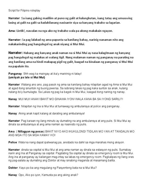 Translate role play tagalog in Tagalog with examples .